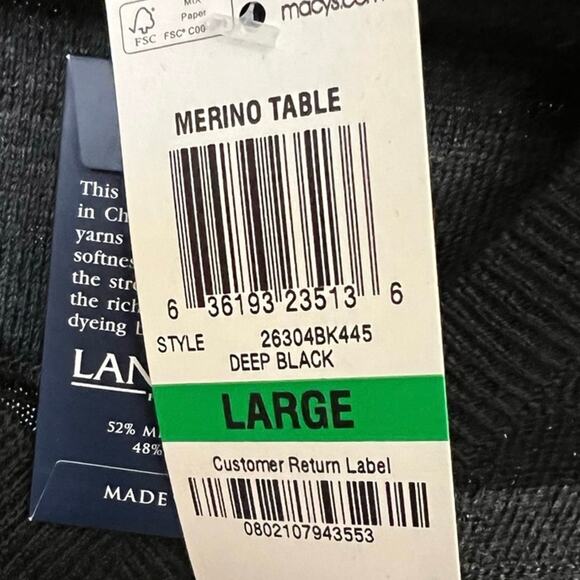 NWT Club Room Men's Black and Gray Striped V-Neck Sweater - L - Picture 5 of 5